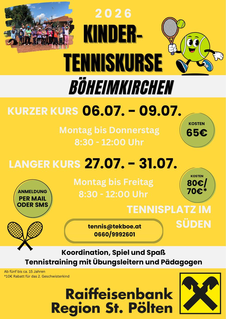 Kindertenniskurse Sommer